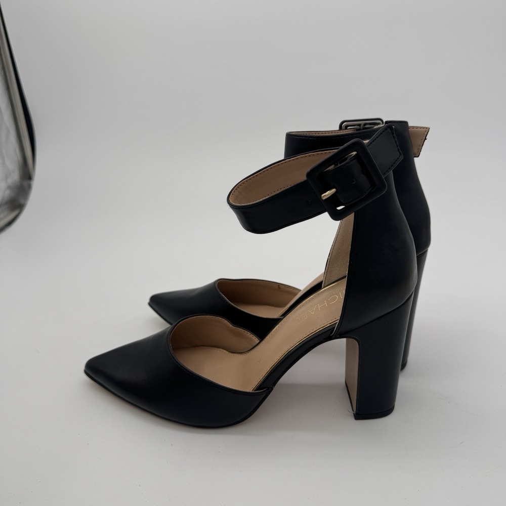 Michael Shannon Rosalie Heels Size 9 Black Ankle Strap D Orsay Block Pumps 4in - Picture 6 of 16